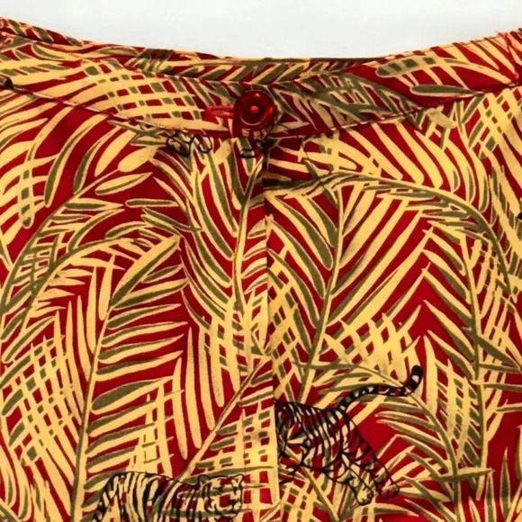 Vtg Ann May 100% Silk Red Yellow Tiger Animal Print Jungle Pencil Skirt Sz 12 - Picture 5 of 7